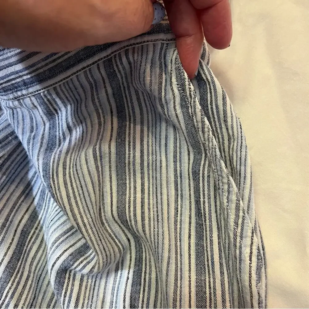 Cloth & Stone NWOT Striped Tie Waist Frayed Hem Wide Leg Crops sz M